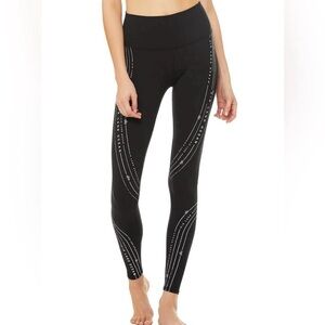 ALO YOGA Black White Radius High Waisted Active Workout Gym Leggings Size Small